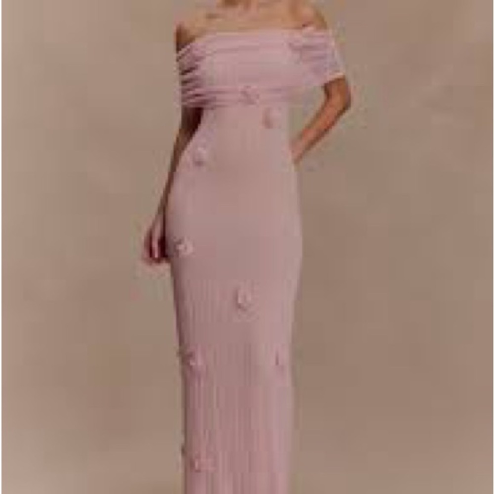 Meshki Brynn Orchid Knit Maxi Dress Pastel Pink S